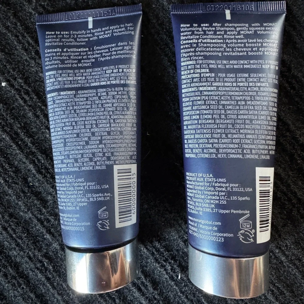 Monat Volumizing Revive Shampoo and Revitalize Conditioner Set 2oz Travel Size